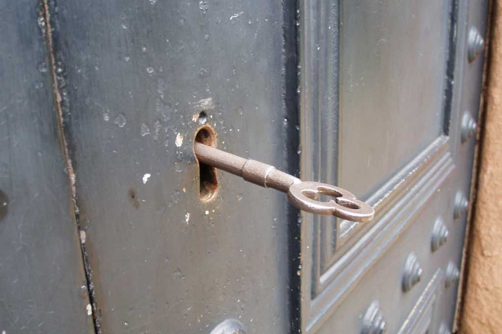 locked door with key