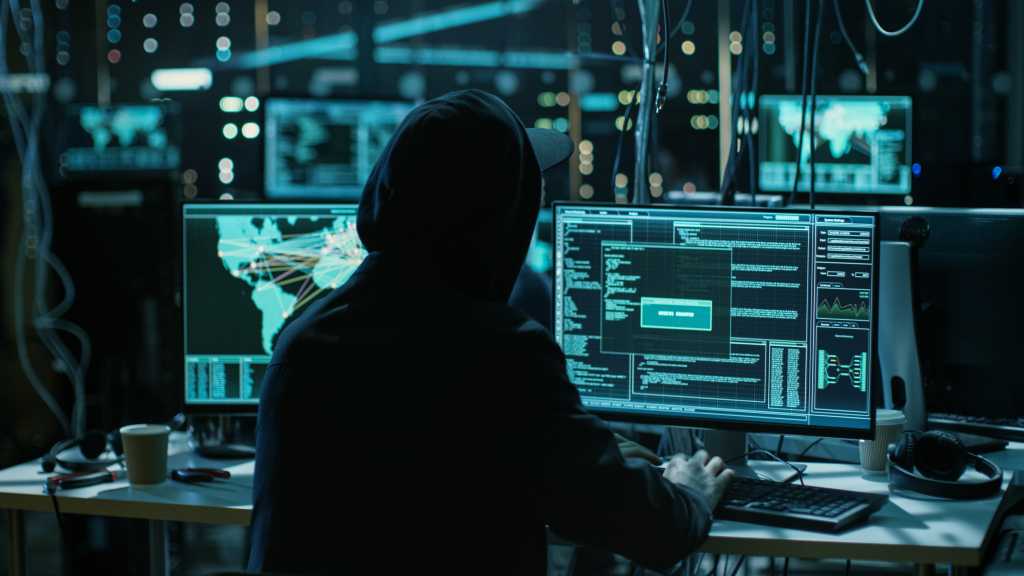 hacker doing DDoS attack